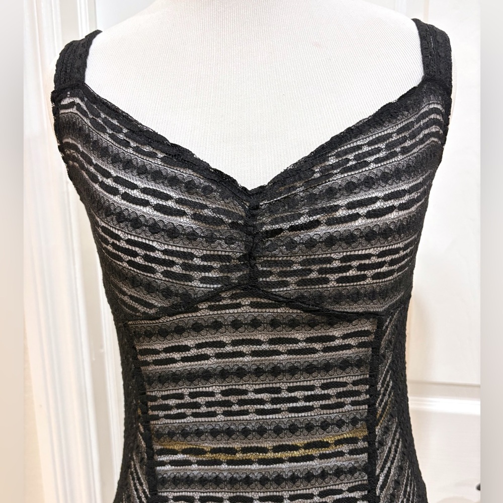 Free People Black Love Story Lace Maxi Slip Dress with Texture Small - Picture 3 of 8
